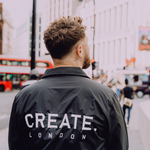 CREATE. London Coach Jacket (White on Black)