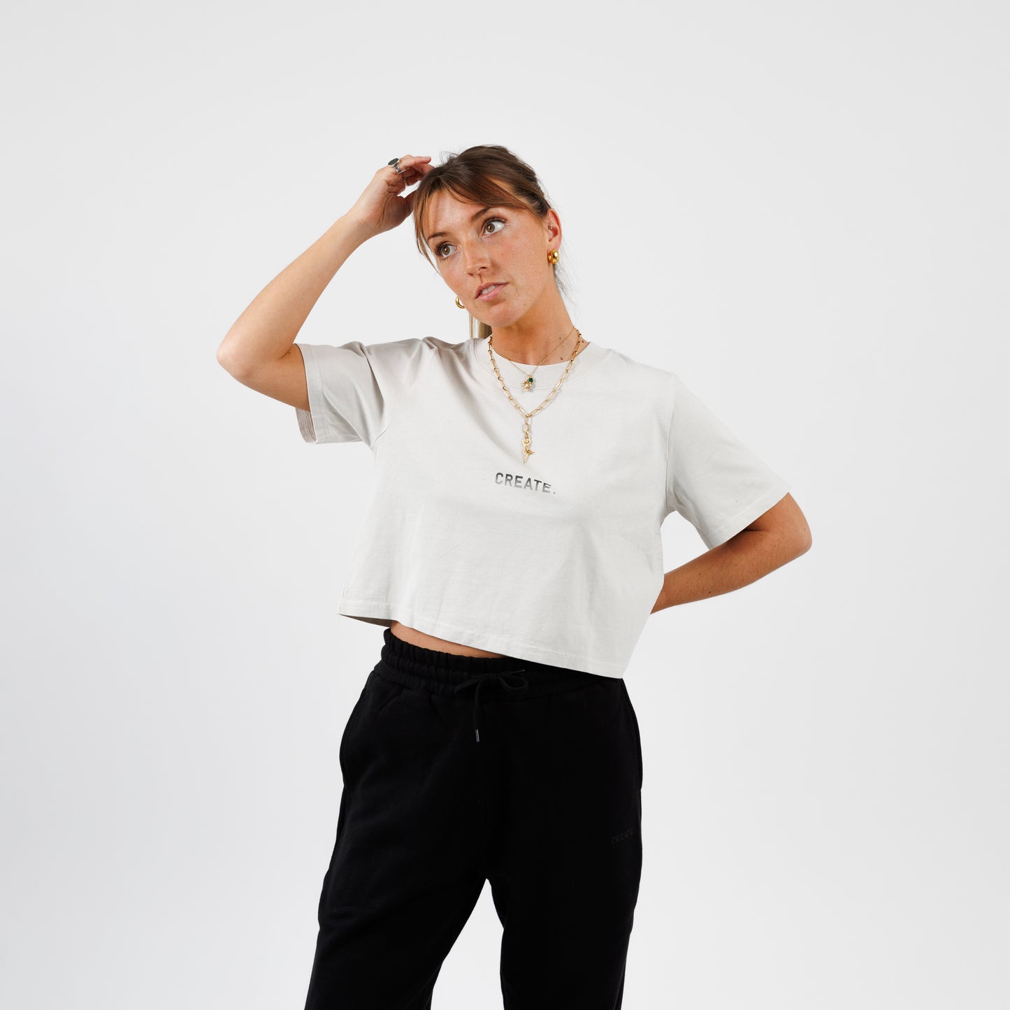 CREATE. Essentials Crop T (Faded Bone)