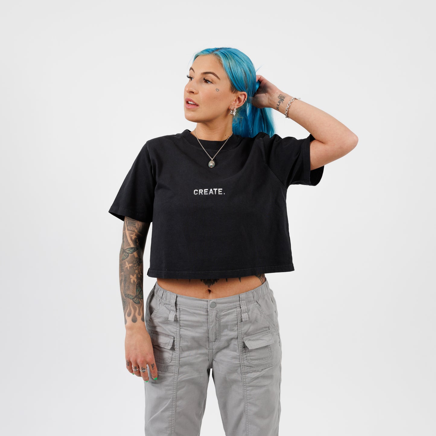 CREATE. Essentials Crop T (Faded Black)