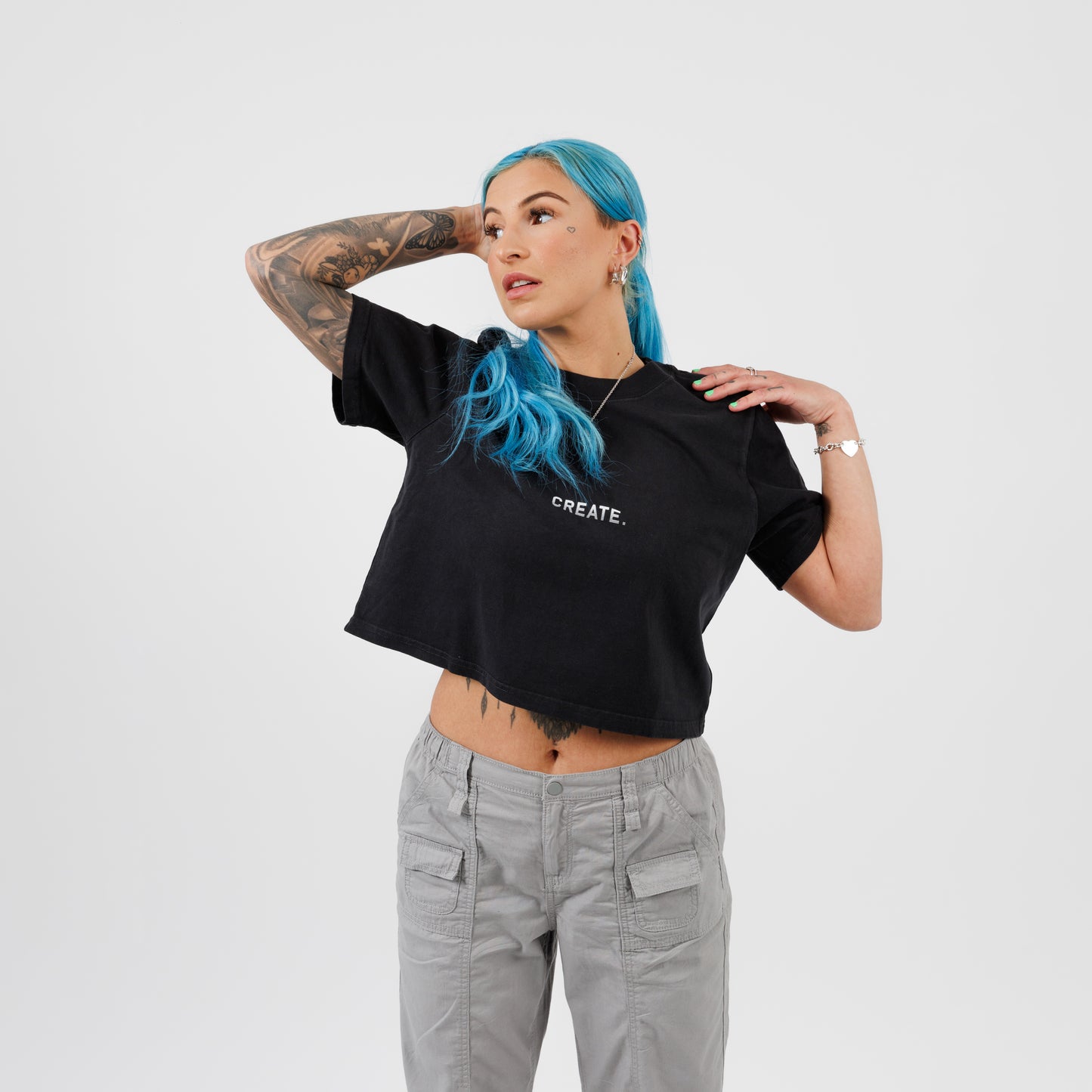 CREATE. Essentials Crop T (Faded Black)