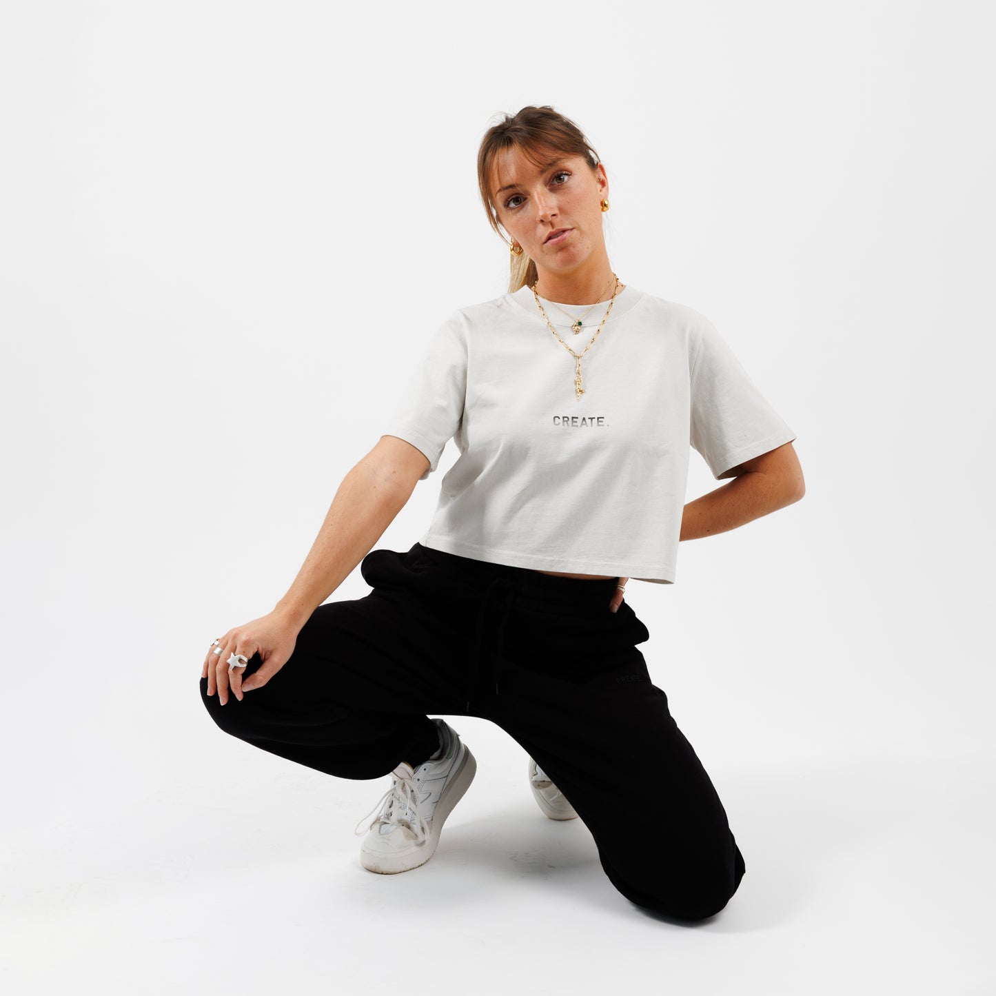 CREATE. Essentials Crop T (Faded Bone)